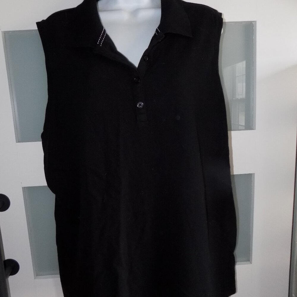 St. Johns Bay Black Polo Sleeveless Shirt Size 2X Women's NEW